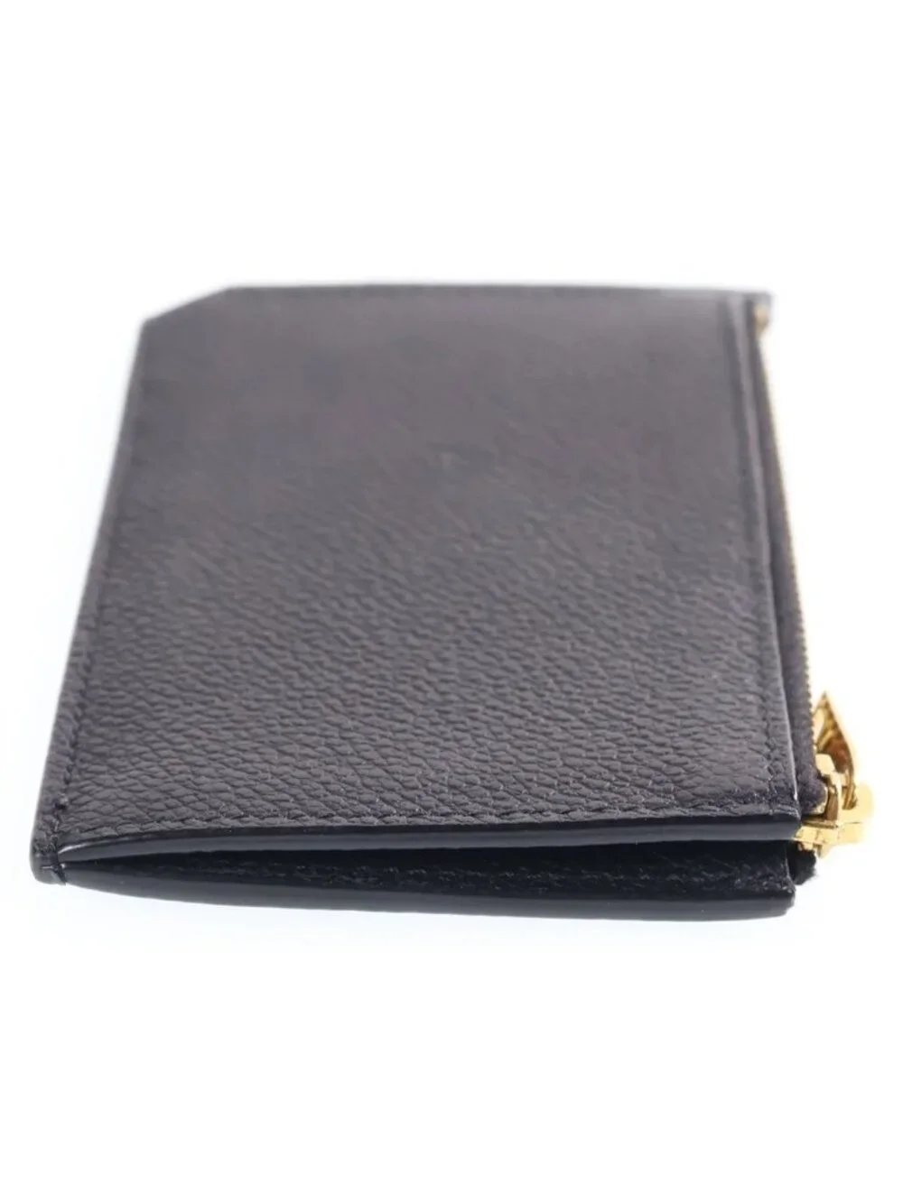 Saint Laurent Paris Embossed Leather Zip Fragment Case Black Coin Purse